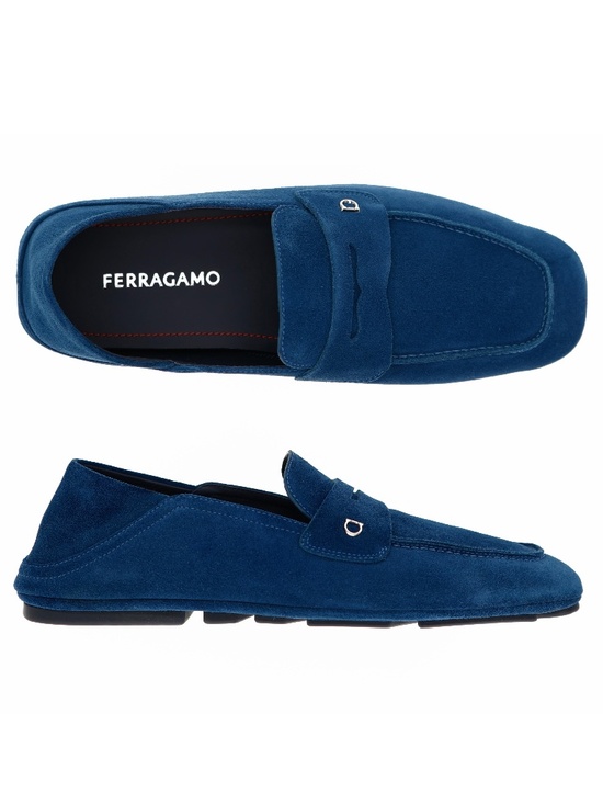 Salvatore Ferragamo Billion Loafers Blue Suede Leather Size 12 US New main image 4